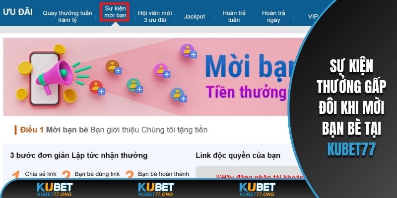 Sự kiện thưởng gấp đôi khi mời bạn bè